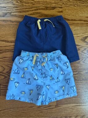 Gerber Boys' Navy and Light Blue Sailboat Swim Shorts Set 2T